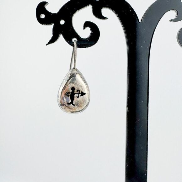 Vintage Sagittarius 925 Sterling Silver Drop Earrings Horoscope Personality - Picture 2 of 9